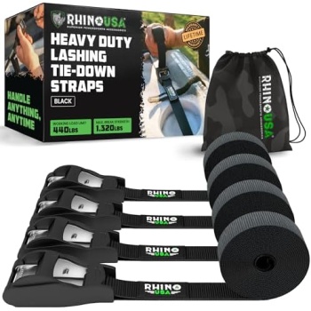 Rhino USA Lashing Straps Cargo Tie Downs (4PK) - 1,320lb lab Inspected Max Break