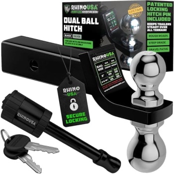 Rhino USA Dual Ball Hitch (Fits 2-Inch Receiver) - Heavy Duty Reversible Tow
