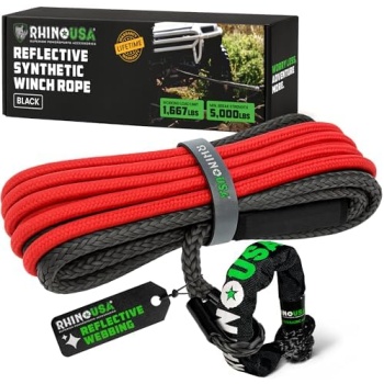 Rhino USA Synthetic Winch Line (1/4" x 50') for ATV/UTV - Winch Rope